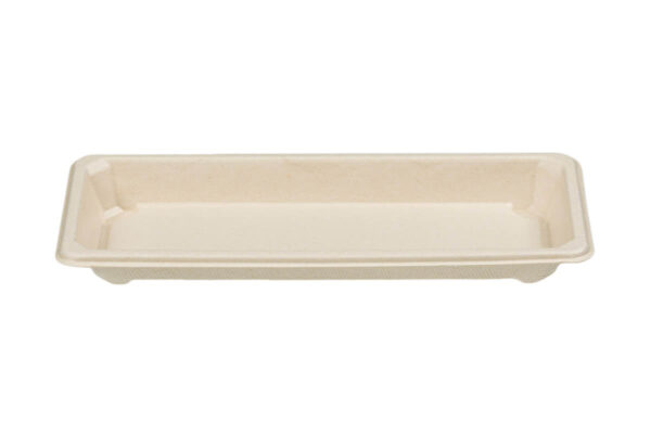 Sugarcane Sushi Tray N.6 & Transparent PET Lid 22,1x9,2x2,2 cm. | OL-A Products