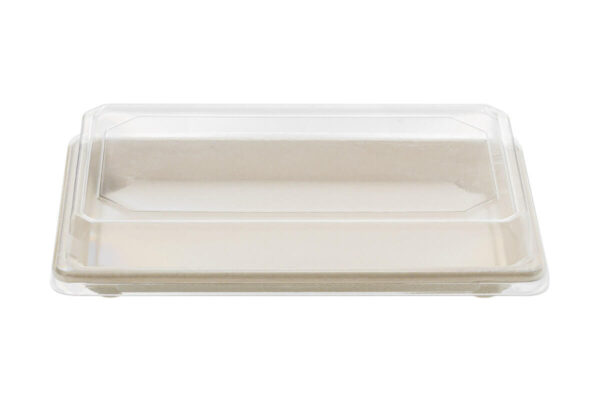 Sugarcane Sushi Tray N.10 & Transparent PET Lid 18,5x12,8x2,1 cm. | OL-A Products