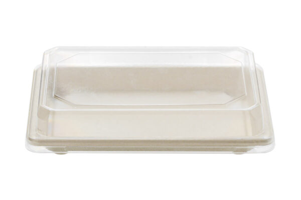 Sugarcane Sushi Tray N.15 & Transparent PET Lid 21,6x13,6x2 cm. | OL-A Products