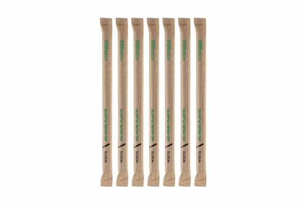 Paper Straws FSC® Flexible White Ø 0.6 x 21 cm. Wrapped 1/1 | OL-A Products