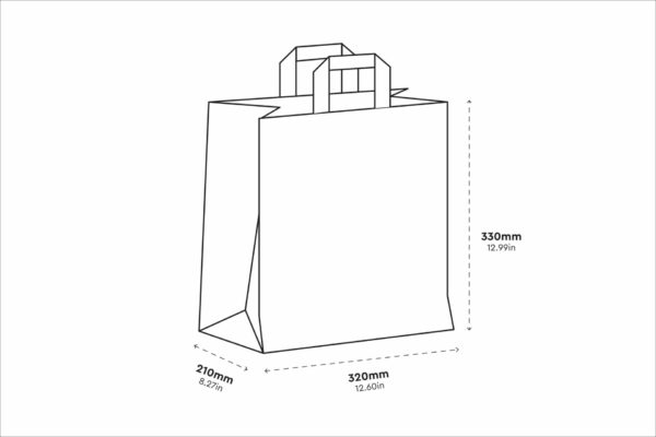 Χάρτινη Kraft Τσάντα Μεταφοράς με Ενισχυμένο Έσω Χεράκι 32 x 21 x 33 cm. | OL-A Products