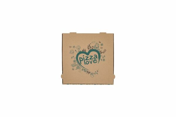 Kraft Paper Pizza Boxes "Pizza Love" Design FSC® 22x22x4cm. | OL-A Products