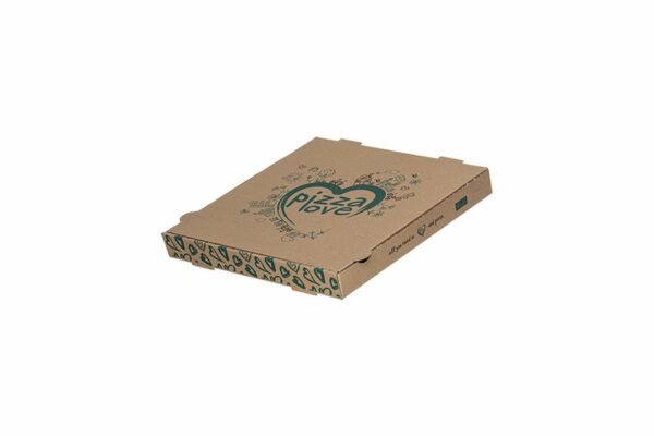 Kraft Paper Pizza Boxes "Pizza Love" Design FSC® 22x22x4cm. | OL-A Products