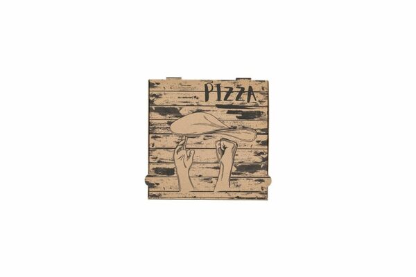 Kraft Paper Pizza Boxes Pizza Hands Design FSC®22x22x4cm. | OL-A Products