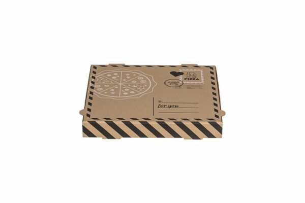 Kraft Paper Pizza Boxes Letter Design FSC® 22x22x4cm. | OL-A Products