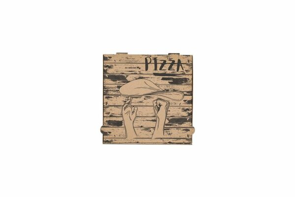 Kraft Paper Pizza Boxes Pizza Hands Design FSC®24x24x4cm. | OL-A Products