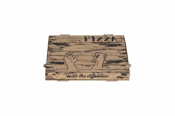 Χάρτινα Κουτιά Πίτσας Kraft FSC® με Σχέδιο "Pizza Hands" 24x24x4cm. | OL-A Products
