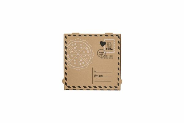 Χάρτινα Κουτιά Πίτσας Kraft FSC® με Σχέδιο "Letter" 24x24x4cm. | OL-A Products