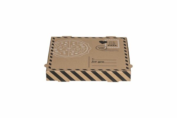 Χάρτινα Κουτιά Πίτσας Kraft FSC® με Σχέδιο "Letter" 24x24x4cm. | OL-A Products