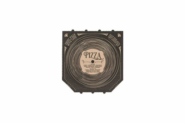 Kraft Paper Pizza Boxes Vinyl Disc Design 26x26x4 cm. | OL-A Products