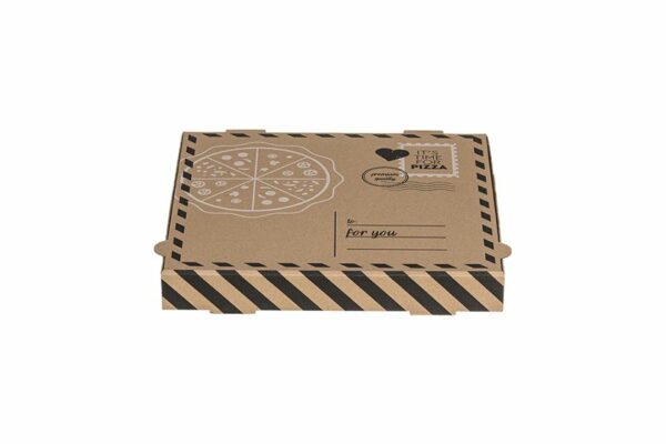 Kraft Paper Pizza Boxes Letter Design FSC® 26x26x4cm | OL-A Products
