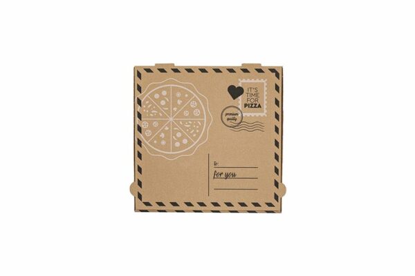 Kraft Paper Pizza Boxes Letter Design FSC® 28x28x4cm. | OL-A Products