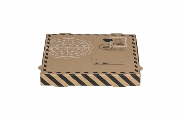 Kraft Paper Pizza Boxes Letter Design FSC® 28x28x4cm. | OL-A Products