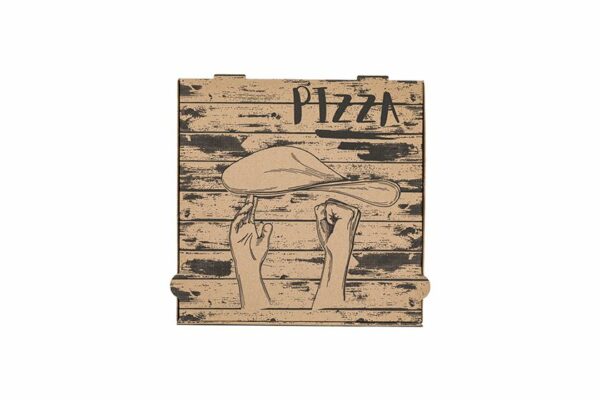 Χάρτινα Κουτιά Πίτσας Kraft FSC® με Σχέδιο "Pizza Hands'' 33x33x4cm. | OL-A Products