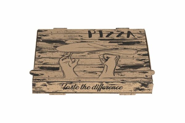 Χάρτινα Κουτιά Πίτσας Kraft FSC® με Σχέδιο "Pizza Hands'' 33x33x4cm. | OL-A Products