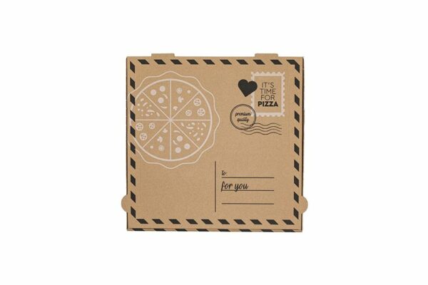 Kraft Paper Pizza Boxes Letter Design FSC® 33x33x4cm | OL-A Products