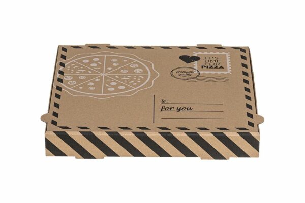 Kraft Paper Pizza Boxes Letter Design FSC®36x36x4,2cm. | OL-A Products