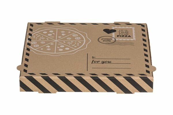 Χάρτινα Κουτιά Πίτσας Kraft FSC® με Σχέδιο "Letter" 40x40x4,2 cm. | OL-A Products