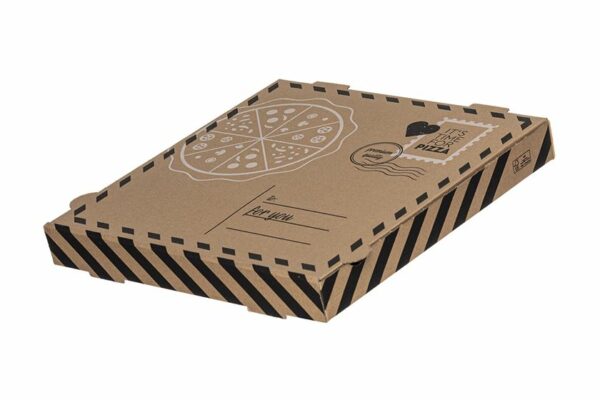 Χάρτινα Κουτιά Πίτσας Kraft με Σχέδιο "Letter" FSC® 42x42x4cm. | OL-A Products