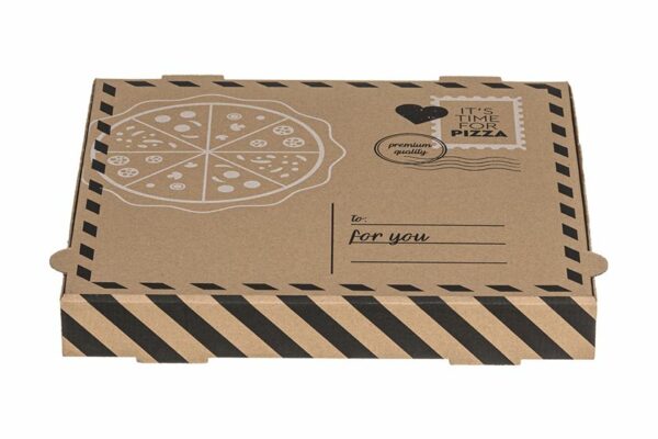 Χάρτινα Κουτιά Πίτσας Kraft με Σχέδιο "Letter" FSC® 42x42x4cm. | OL-A Products