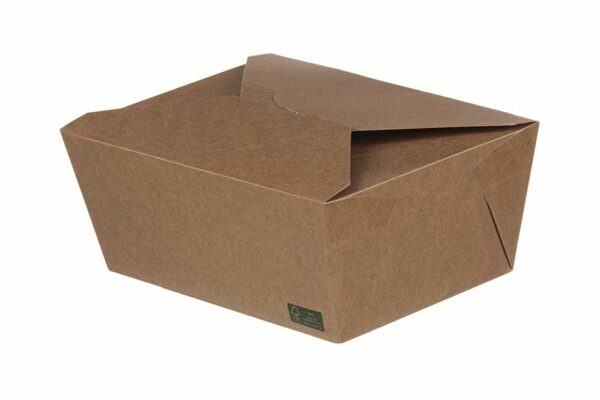 RECTANGULAR KRAFT FOOD BOX FOLDER (19,5x14x9) 3000ml INNER WHITE FSC 3X50pcs. | OL-A Products