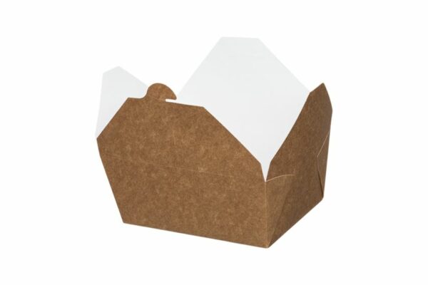 RECTANGULAR KRAFT FOOD BOX FOLDER (11,2x9x6,4) 800ml INNER WHITE FSC 4x50pcs. | OL-A Products