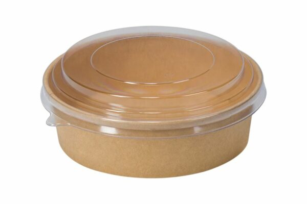 RPET LID 165mm FOR ROUND KRAFT FOOD CONTAINER 1100CC 6X50PCS. | OL-A Products