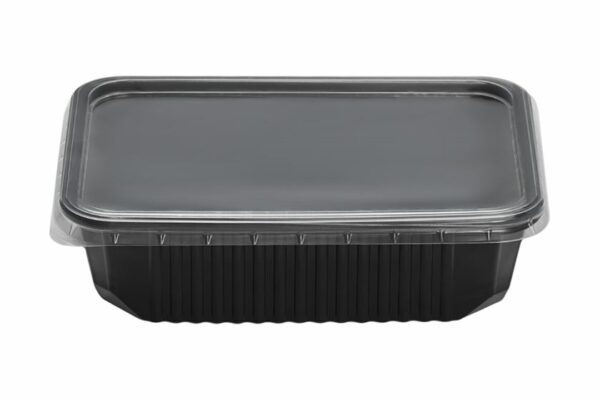 M/W FOOD CONTAINER RIPPLE BLACK 500cc 12X50pcs | OL-A Products