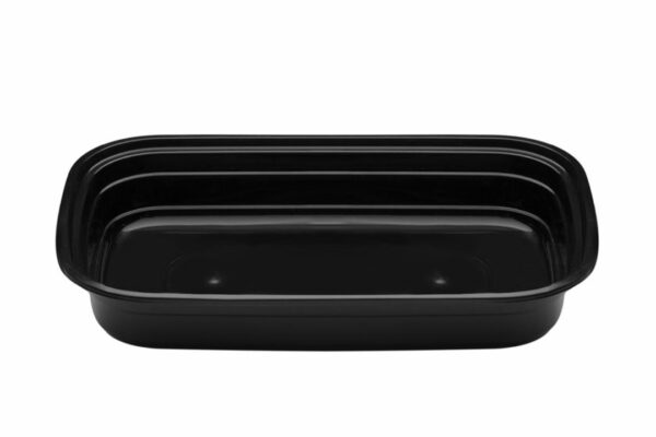 M/W FOOD CONTAINER AMERICAN STYLE BLACK 750CC + LID SET 3X50pcs. | OL-A Products