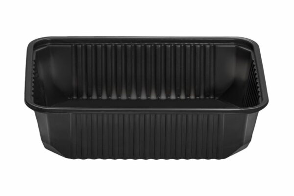 M/W FOOD CONTAINER RIPPLE BLACK 750cc 12X50pcs | OL-A Products