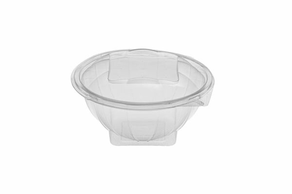 Transparent Round PET Container 750 ml with Hinged Lid | OL-A Products