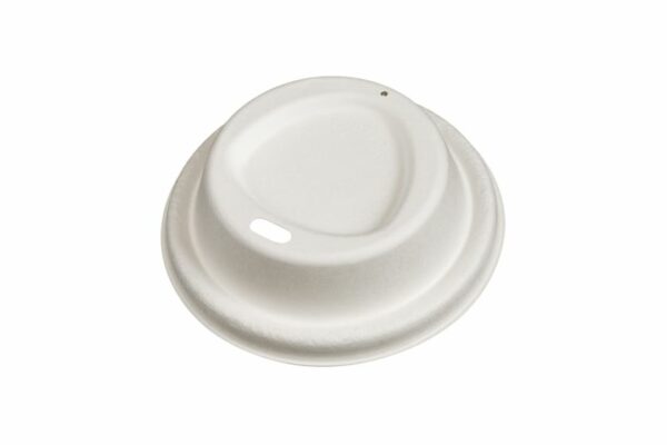 Sugarcane Lid Triangle Design White Color Ø 80mm. | OL-A Products