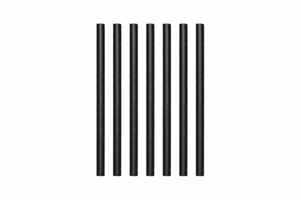 Paper Straws FSC® Straight Black Wrapped 1/1 0,8 x 14,5 cm. | OL-A Products