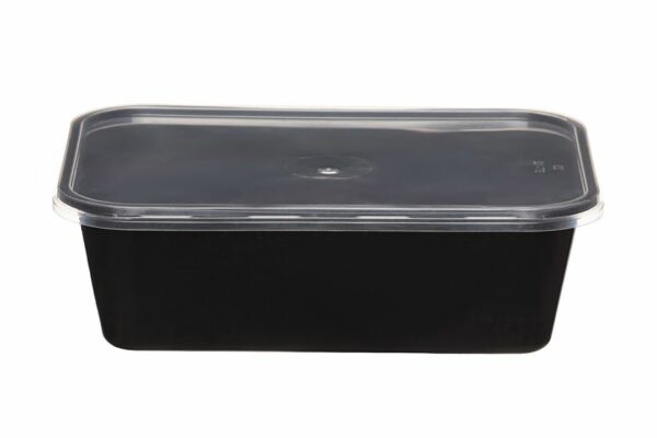 Black Rectangular PP Food Container M/W with Transparent Lid 750 ml | OL-A Products