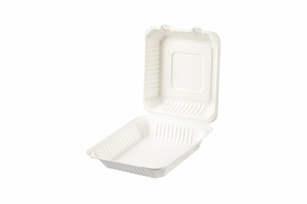 Σκεύος Φαγητού Ενσωματωμένο Καπάκι Ζαχαροκάλαμο Τετράγωνο 23x23 cm. | OL-A Products